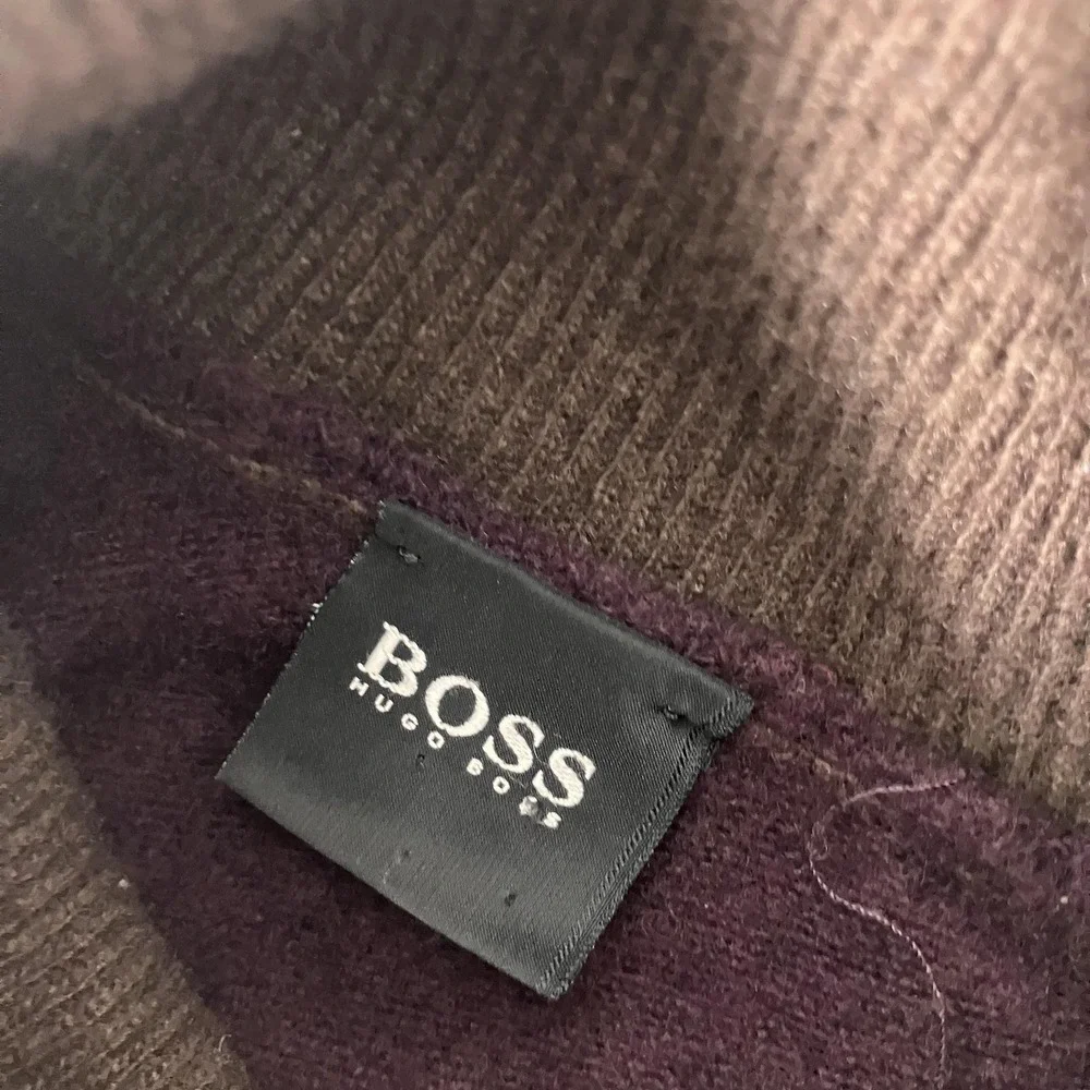 BOSS Hugo Boss Sweater Mens Large Purple Brown Virgin Wool Knit Turtle Neck - Picture 2 of 6